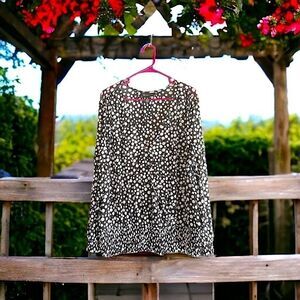 INC l Black ‘n White l Polka Dotted l Sheer Blouse l Long Sleeve l Sheer l 3X